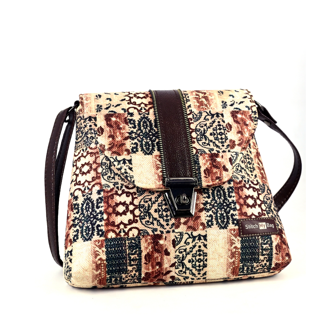 EarthPatch Lock Sling Bag – Beige Brown